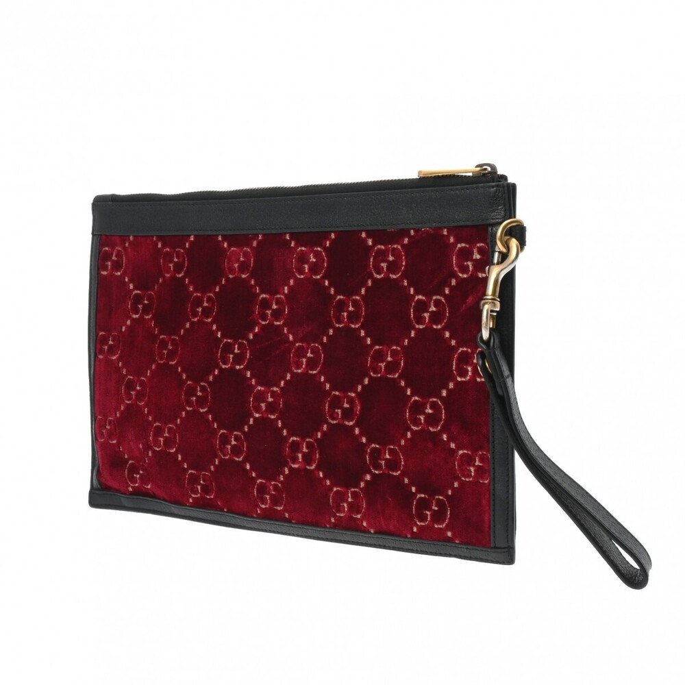 Gucci Sherry Bag Black Clutch Line Bordeaux Velvet Purple